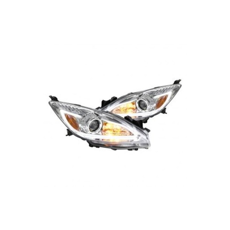 Φανάρια εμπρός led για Mazda 3 4 porto (2008-2013) - chrome , με λάμπες (Η1) - σετ 2τμχ.