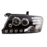 Μπροστινά Φανάρια Set Για Mitsubishi Pajero V60 00-06 Angel Eyes Μαύρα H7/H1 Manual Eagle Eyes