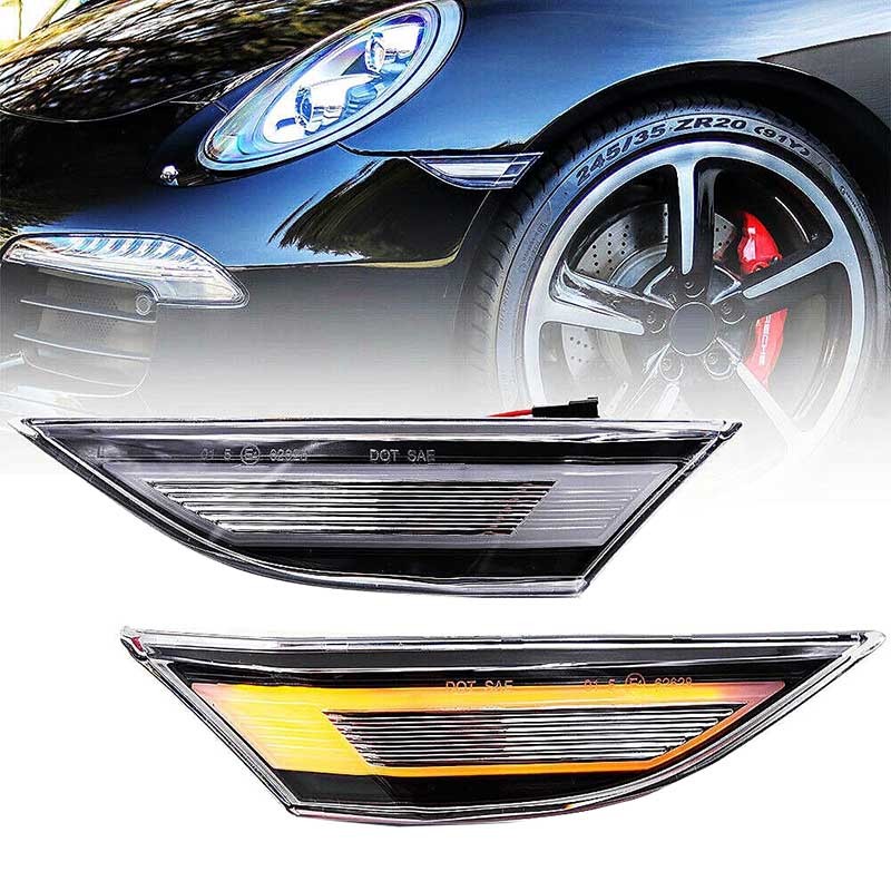Πλαϊνά Φλας Φτερού Για Porsche  911 Carrera 991 11-16 / Boxster 718 16+ / Cayman 981 12-16 / Cayman 718 16+ Led Dynamic Άσπρα 2 