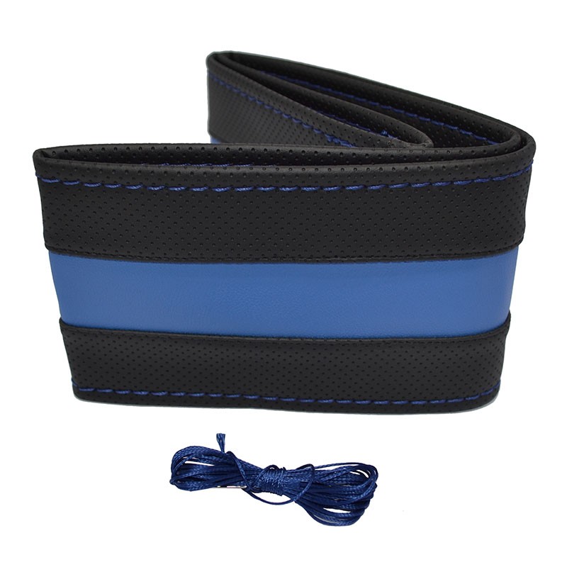 Κάλυμμα Τιμονιού Αυτοκινήτου Otom Stitching Δερματίνη Ραφτό Εξώγαζο Μαύρο - Μπλε Medium 37-39cm DK-302