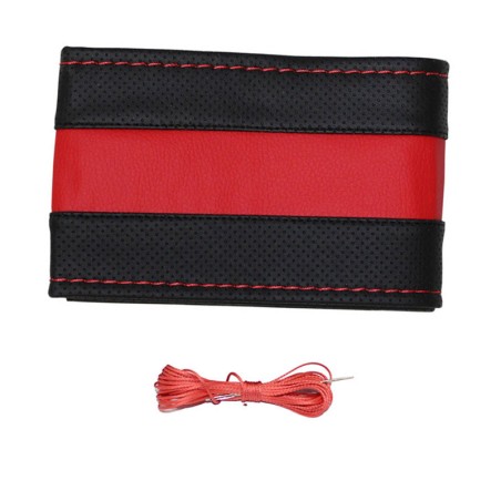 Κάλυμμα Τιμονιού Αυτοκινήτου Otom Stitching Δερματίνη Ραφτό Εξώγαζο Μαύρο - Κόκκινο Medium 37-39cm DK-301