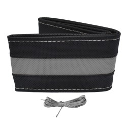 Κάλυμμα Τιμονιού Αυτοκινήτου Otom Stitching Δερματίνη Ραφτό Εξώγαζο Μαύρο - Γκρι Medium 37-39cm DK-305