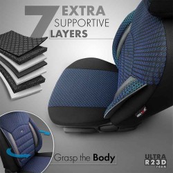 Καλύμματα Αυτοκινήτου Otom Sport Plus Design Universal Βαμβακερό Ύφασμα / Rachel / Δερματίνη Σετ Εμπρός / Πίσω 11 Τεμαχίων Μαύρο