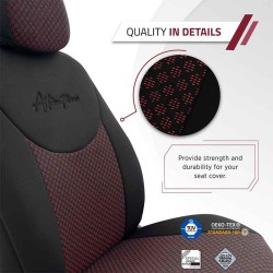 Καλύμματα Αυτοκινήτου Otom Attraction Design Universal Βαμβακερό Ύφασμα / Rachel Σετ Εμπρός / Πίσω 11 Τεμαχίων Μαύρο - Κόκκινο A