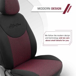 Καλύμματα Αυτοκινήτου Otom Attraction Design Universal Βαμβακερό Ύφασμα / Rachel Σετ Εμπρός / Πίσω 11 Τεμαχίων Μαύρο - Κόκκινο A