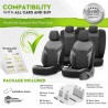 Καλύμματα Αυτοκινήτου Otom Reflective Design Universal Jacquard / Rachel / Δερματίνη Σετ Εμπρός / Πίσω 11 Τεμαχίων Μαύρο Με Άσπρ