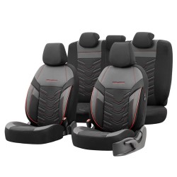 Καλύμματα Αυτοκινήτου Otom Reflective Design Universal Jacquard / Rachel / Δερματίνη Σετ Εμπρός / Πίσω 11 Τεμαχίων Μαύρο Με Κόκκ