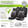Καλύμματα Αυτοκινήτου Otom Reflective Design Universal Jacquard / Rachel / Δερματίνη Σετ Εμπρός / Πίσω 11 Τεμαχίων Μαύρο Με Κόκκ