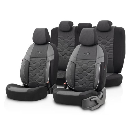 Καλύμματα Αυτοκινήτου Otom Hexa Design Universal Jacquard / Rachel / Δερματίνη Σετ Εμπρός / Πίσω 11 Τεμαχίων Μαύρο - Γκρι HEX-28