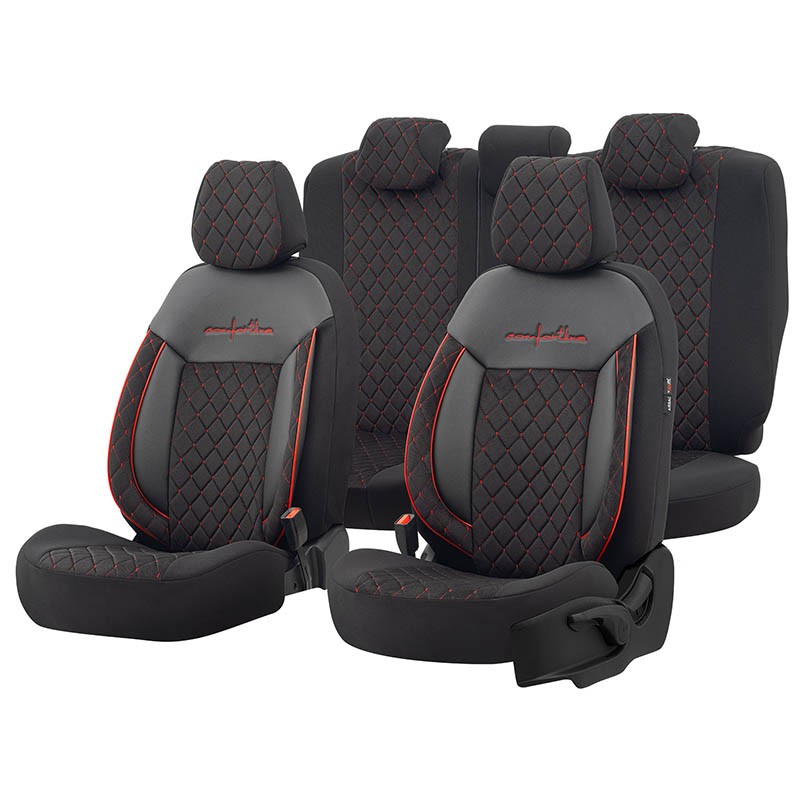 Καλύμματα Αυτοκινήτου Otom Comfortline VIP Design Universal Sued / Rachel / Δερματίνη Καπιτονέ Σετ Εμπρός / Πίσω 11 Τεμαχίων Μαύ