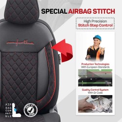 Καλύμματα Αυτοκινήτου Otom Comfortline VIP Design Universal Sued / Rachel / Δερματίνη Καπιτονέ Σετ Εμπρός / Πίσω 11 Τεμαχίων Μαύ