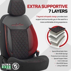 Καλύμματα Αυτοκινήτου Otom Comfortline VIP Design Universal Sued / Rachel / Δερματίνη Καπιτονέ Σετ Εμπρός / Πίσω 11 Τεμαχίων Μαύ