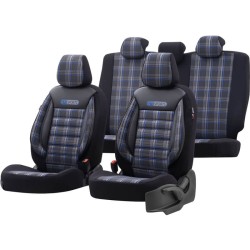Καλύμματα Αυτοκινήτου Otom GTI Sports Design Universal Jacquard / Lacost / Δερματίνη Σετ Εμπρός / Πίσω 11 Τεμαχίων Μαύρο - Μπλε 