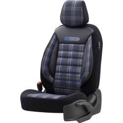 Καλύμματα Αυτοκινήτου Otom GTI Sports Design Universal Jacquard / Lacost / Δερματίνη Σετ Εμπρός / Πίσω 11 Τεμαχίων Μαύρο - Μπλε 
