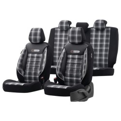 Καλύμματα Αυτοκινήτου Otom GTI Sports Design Universal Jacquard / Lacost / Δερματίνη Σετ Εμπρός / Πίσω 11 Τεμαχίων Μαύρο - Γκρι 