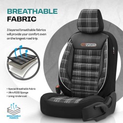 Καλύμματα Αυτοκινήτου Otom GTI Sports Design Universal Jacquard / Lacost / Δερματίνη Σετ Εμπρός / Πίσω 11 Τεμαχίων Μαύρο - Γκρι 