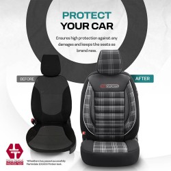 Καλύμματα Αυτοκινήτου Otom GTI Sports Design Universal Jacquard / Lacost / Δερματίνη Σετ Εμπρός / Πίσω 11 Τεμαχίων Μαύρο - Γκρι 
