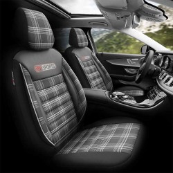 Καλύμματα Αυτοκινήτου Otom GTI Sports Design Universal Jacquard / Lacost / Δερματίνη Σετ Εμπρός / Πίσω 11 Τεμαχίων Μαύρο - Γκρι 