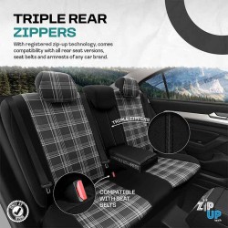 Καλύμματα Αυτοκινήτου Otom GTI Sports Design Universal Jacquard / Lacost / Δερματίνη Σετ Εμπρός / Πίσω 11 Τεμαχίων Μαύρο - Γκρι 