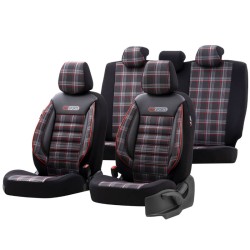 Καλύμματα Αυτοκινήτου Otom GTI Sports Design Universal Jacquard / Lacost / Δερματίνη Σετ Εμπρός / Πίσω 11 Τεμαχίων Μαύρο - Κόκκι
