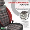 Καλύμματα Αυτοκινήτου Otom GTI Sports Design Universal Jacquard / Lacost / Δερματίνη Σετ Εμπρός / Πίσω 11 Τεμαχίων Μαύρο - Κόκκι