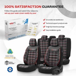 Καλύμματα Αυτοκινήτου Otom GTI Sports Design Universal Jacquard / Lacost / Δερματίνη Σετ Εμπρός / Πίσω 11 Τεμαχίων Μαύρο - Κόκκι