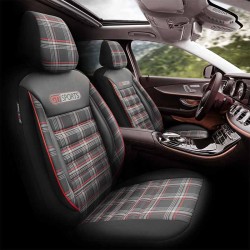 Καλύμματα Αυτοκινήτου Otom GTI Sports Design Universal Jacquard / Lacost / Δερματίνη Σετ Εμπρός / Πίσω 11 Τεμαχίων Μαύρο - Κόκκι