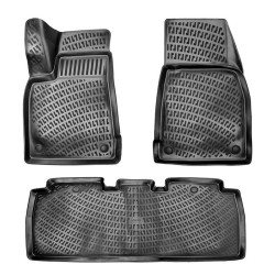 Πατάκια Σκαφάκια 3D Από Λάστιχο TPE Για Tesla Model X 2015-2021 5 Θέσιο Rizline 4 Τεμάχια Μαύρα