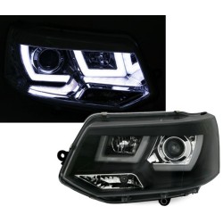 Φανάρια εμπρός led για Vw Transporter T5 (2009+) - μαύρα , με λάμπες (Η1) - σετ 2τμχ.