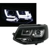 Φανάρια εμπρός led για Vw Transporter T5 (2009+) - μαύρα , με λάμπες (Η1) - σετ 2τμχ.