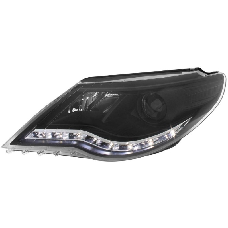 Φανάρια εμπρός led για Vw Passat CC (2008-2012) - μαύρα ,  χωρίς  λάμπες (Η1) - σετ 2τμχ.