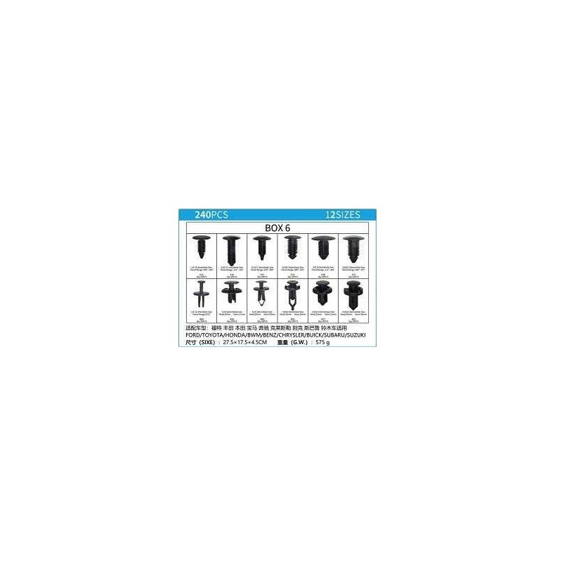 Σετ συνδετήρες αυτοκινήτου 12 τύπων - 240pcs - 180260