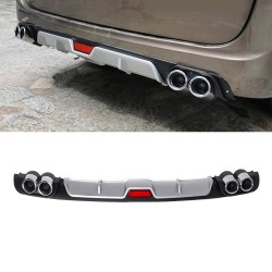 Diffuser Πίσω Προφυλακτήρα Universal Sport Look Μαύρο / Ασημί Με Διακοσμητικές Μπούκες Εξάτμισης Από Abs Πλαστικό 130cm x 19cm x