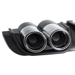 Diffuser Πίσω Προφυλακτήρα Universal Sport Look Μαύρο / Ασημί Με Διακοσμητικές Μπούκες Εξάτμισης Από Abs Πλαστικό 130cm x 19cm x