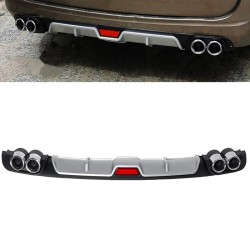 Diffuser Πίσω Προφυλακτήρα Universal Sport Look Μαύρο / Ασημί Με Διακοσμητικές Μπούκες Εξάτμισης Από Abs Πλαστικό 130cm x 19cm x