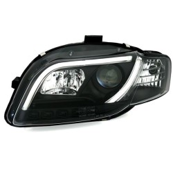 Φανάρια εμπρός led Lightbar Design για Audi A4 B7 (2004-2008) - μαύρα , με λάμπες (H7/Η1) - σετ 2τμχ.