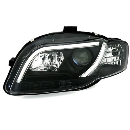 Φανάρια εμπρός led Lightbar Design για Audi A4 B7 (2004-2008) - μαύρα , με λάμπες (H7/Η1) - σετ 2τμχ.