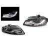 Φανάρια εμπρός με DRL led για Audi A4 B8 (2007-2011) -μαύρα , χωρίς λάμπες (Η7) - σετ 2τμχ.