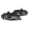 Φανάρια εμπρός με DRL led για Audi A4 B8 (2007-2011) -μαύρα , χωρίς λάμπες (Η7) - σετ 2τμχ.