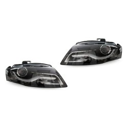 Φανάρια εμπρός με DRL led για Audi A4 B8 (2007-2011) -μαύρα , χωρίς λάμπες (Η7) - σετ 2τμχ.