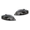 Φανάρια εμπρός με DRL led για Audi A4 B8 (2007-2011) -μαύρα , χωρίς λάμπες (Η7) - σετ 2τμχ.
