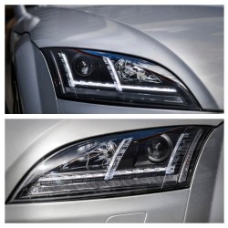 Μπροστινά Φανάρια Set Για Audi TT 8J 06-10 DRL & Led Signal Dynamic Μαύρα Xenon Έκδοση D1S/H1 Με Μοτέρ Sonar