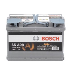 Μπαταρία Αυτοκινήτου 70Ah Δεξιά Bosch 760Α (ΕΝ) Start Stop AGM S5A08