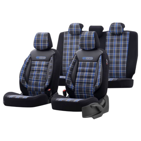 Καλύμματα Αυτοκινήτου Otom GTI Sports Design Universal Jacquard / Lacost / Δερματίνη Σετ Εμπρός / Πίσω 11 Τεμαχίων Μαύρο - Μπλε 