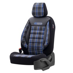 Καλύμματα Αυτοκινήτου Otom GTI Sports Design Universal Jacquard / Lacost / Δερματίνη Σετ Εμπρός / Πίσω 11 Τεμαχίων Μαύρο - Μπλε 