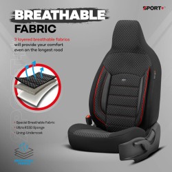 Καλύμματα Αυτοκινήτου Otom Sport Plus City Design Universal Βαμβακερό Ύφασμα / Rachel / Δερματίνη Σετ Εμπρός / Πίσω 11 Τεμαχίων 