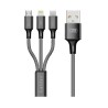 Καλώδιο Φόρτισης Και Μεταφοράς Δεδομένων USB Earldom EC-IMC017 3 In 1 Carbon 1.2m 1 Τεμάχιο