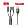 Καλώδιο Φόρτισης Και Μεταφοράς Δεδομένων USB Earldom EC-IMC017 3 In 1 Carbon 1.2m 1 Τεμάχιο