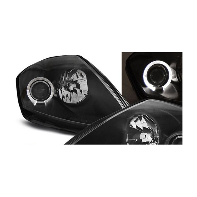 Φανάρια εμπρός angel eyes για Mitsubishi Eclipse (2000-2005) - black , με λάμπες (Η1) - σετ 2τμχ.