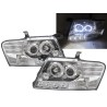 Φανάρια εμπρός angel eyes για Mitsubishi Pajero (2001-2006) - chrome , με λάμπες (Η1) - σετ 2τμχ.